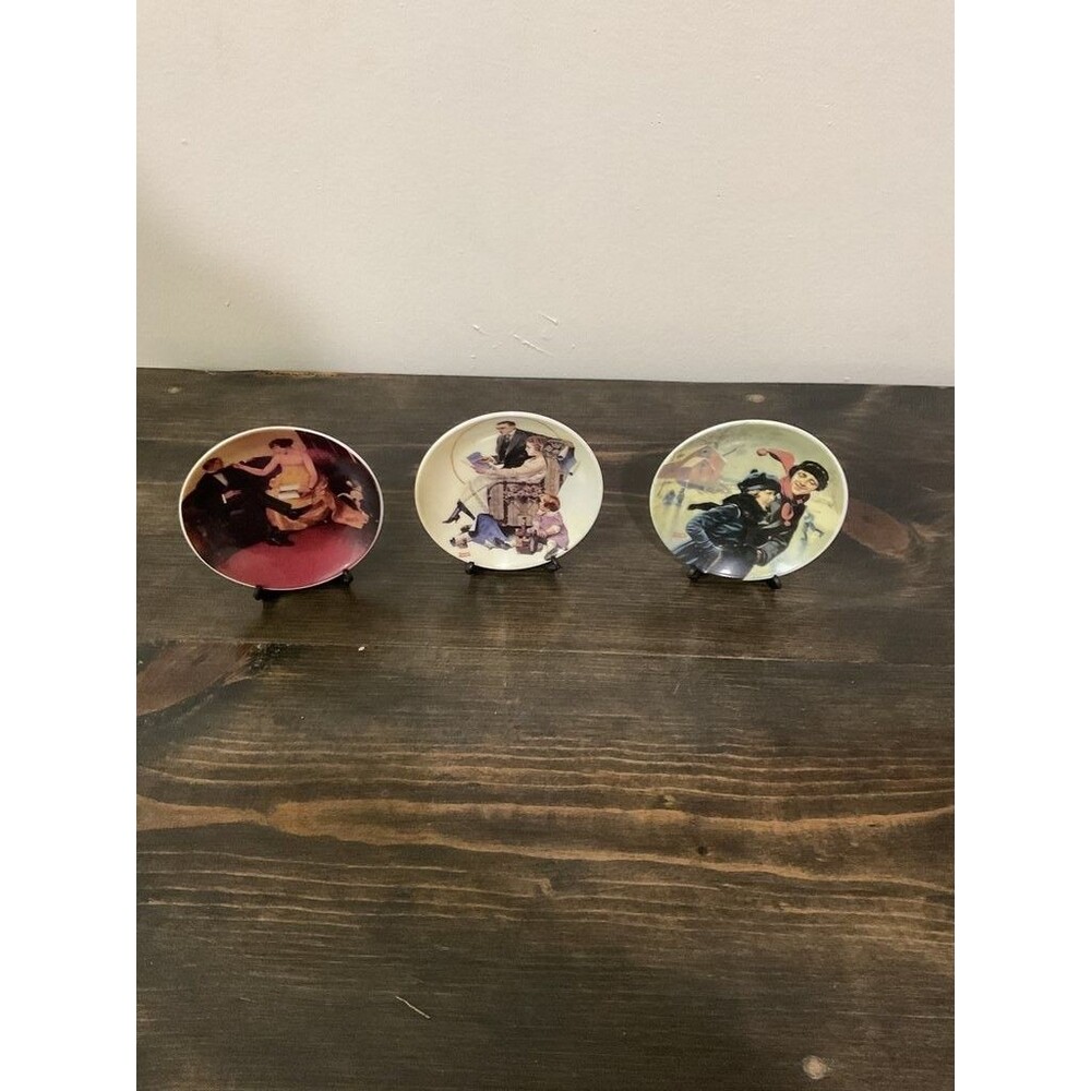 Norman Rockwell Decorative Mini Collector Plates Lot of 3 Wall Hanging Display